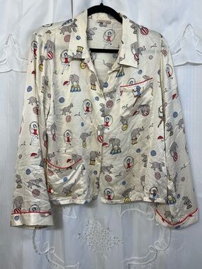 Morgan Lane x Monopoly Circus Print Silk Blend Pajama Top L Limited Edition